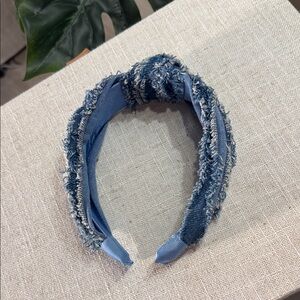 Spring hair looks frayed Denim Blue Textured‎ Headband handmade
